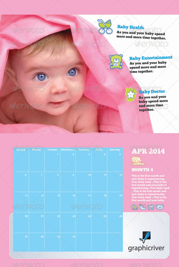 New Born Baby Wall Calendar V2 by nitinsharma GraphicRiver